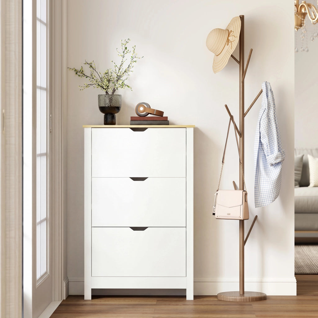 Armadio per scarpe con 3 ante ¨C zephmum ¨C bianco e marrone 72x26x112 cm