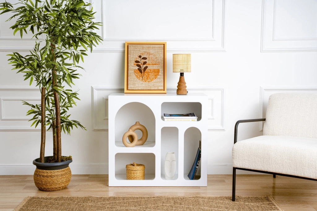 Credenza in legno "Lessa" - 80 x 37 x 74 cm - Bianco