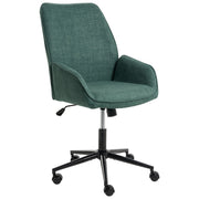 Sedia da ufficio verde scuro con rivestimento in finto lino, girevole, poltroncina da salotto, con regolazione dell'altezza del sedile
