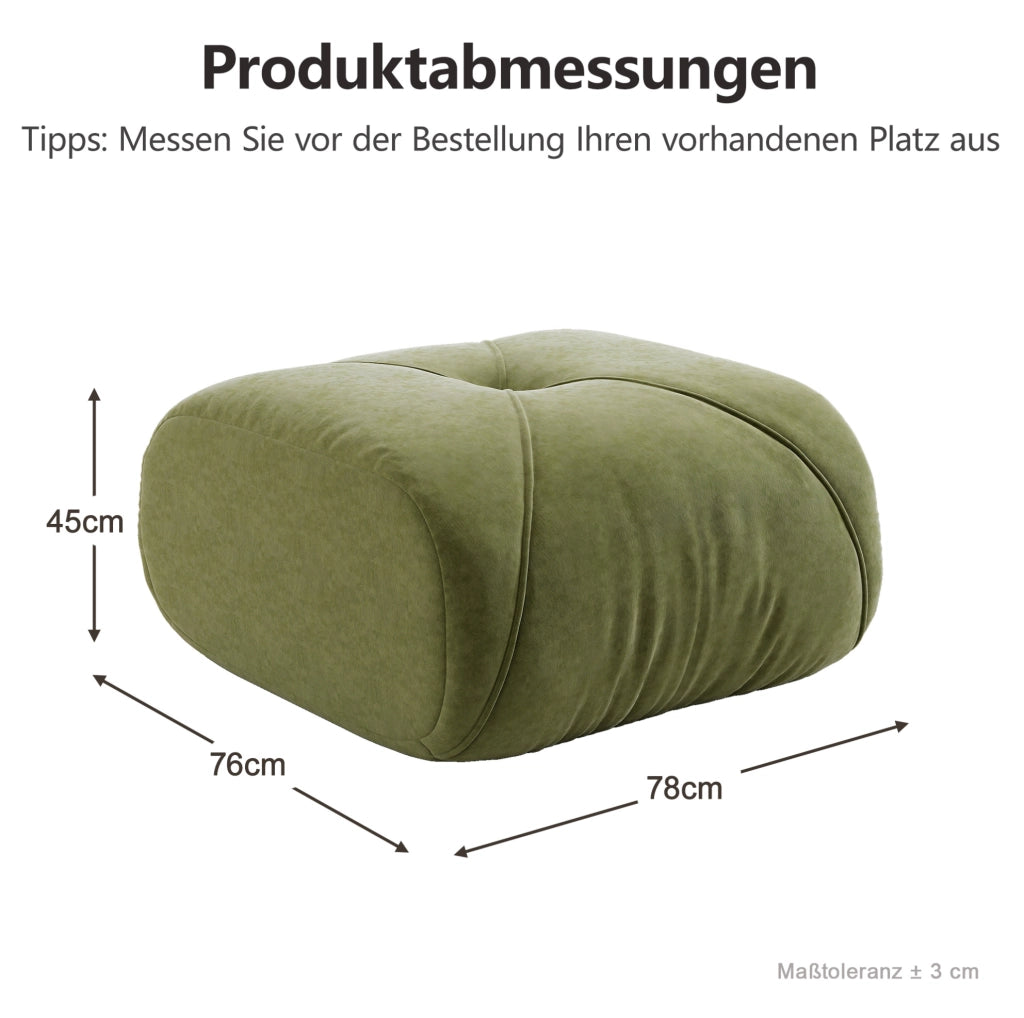 Pouf Elowin in Chenille Verde con Design Ergonomico e Struttura Robusta