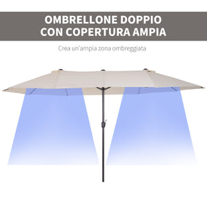 Ombrellone da Giardino 4,6x2,7 m Palo Ø48 mm Doppio Tetto Beige