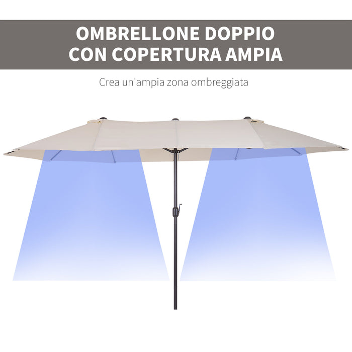 Ombrellone da Giardino 4,6x2,7 m Palo Ø48 mm Doppio Tetto Beige