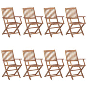 Sedie da Giardino Pieghevoli 8 pz con Cuscini Massello Acacia 3074986