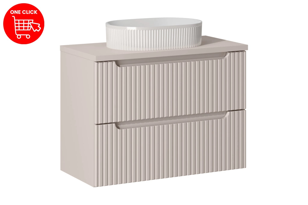 Set mobili bagno 80 cm con piano e lavabo da appoggio Beyond Nova Cashmere 80 x 1401 x 40 cm