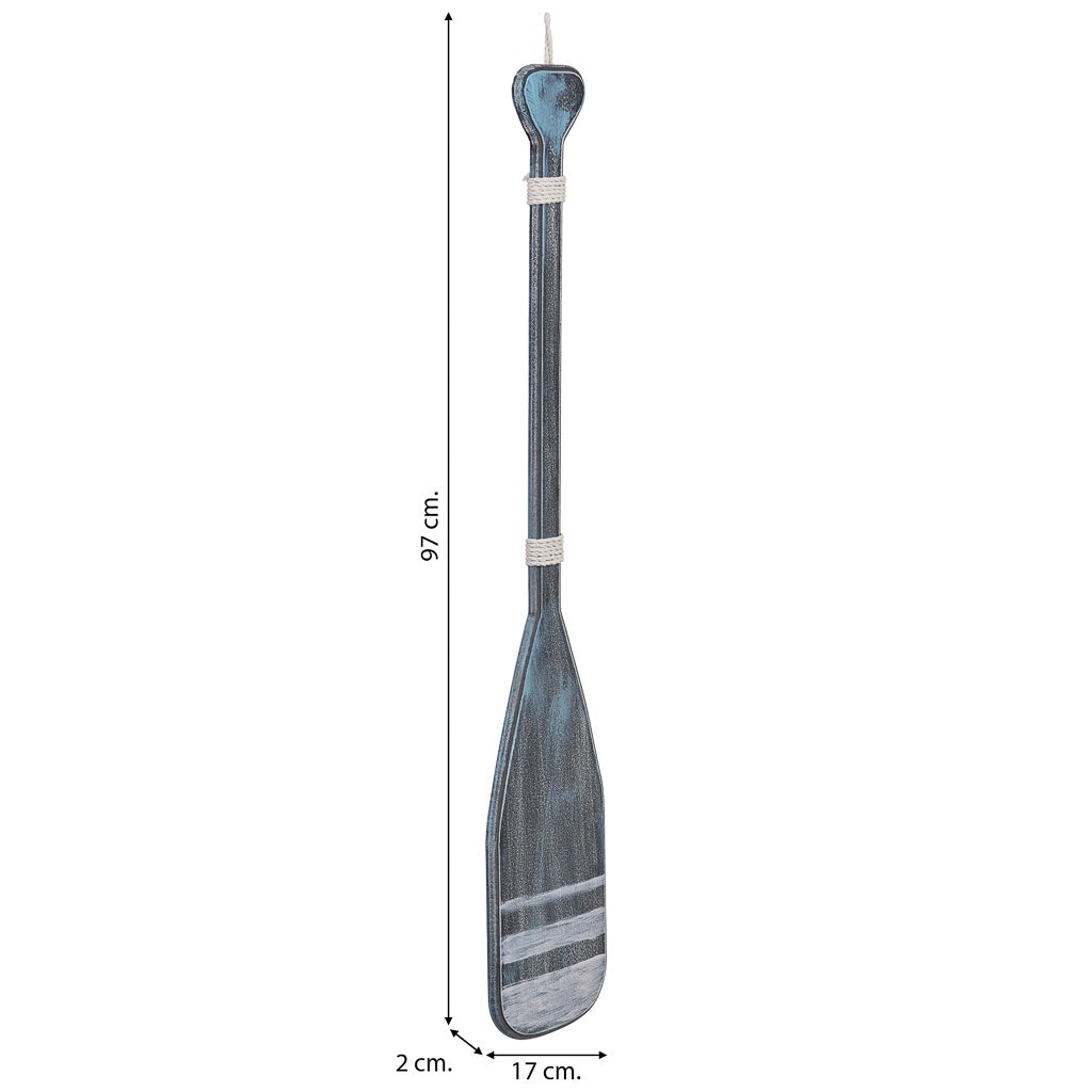 Figura decorativa a forma di remo in legno blu 17x2x97h cm