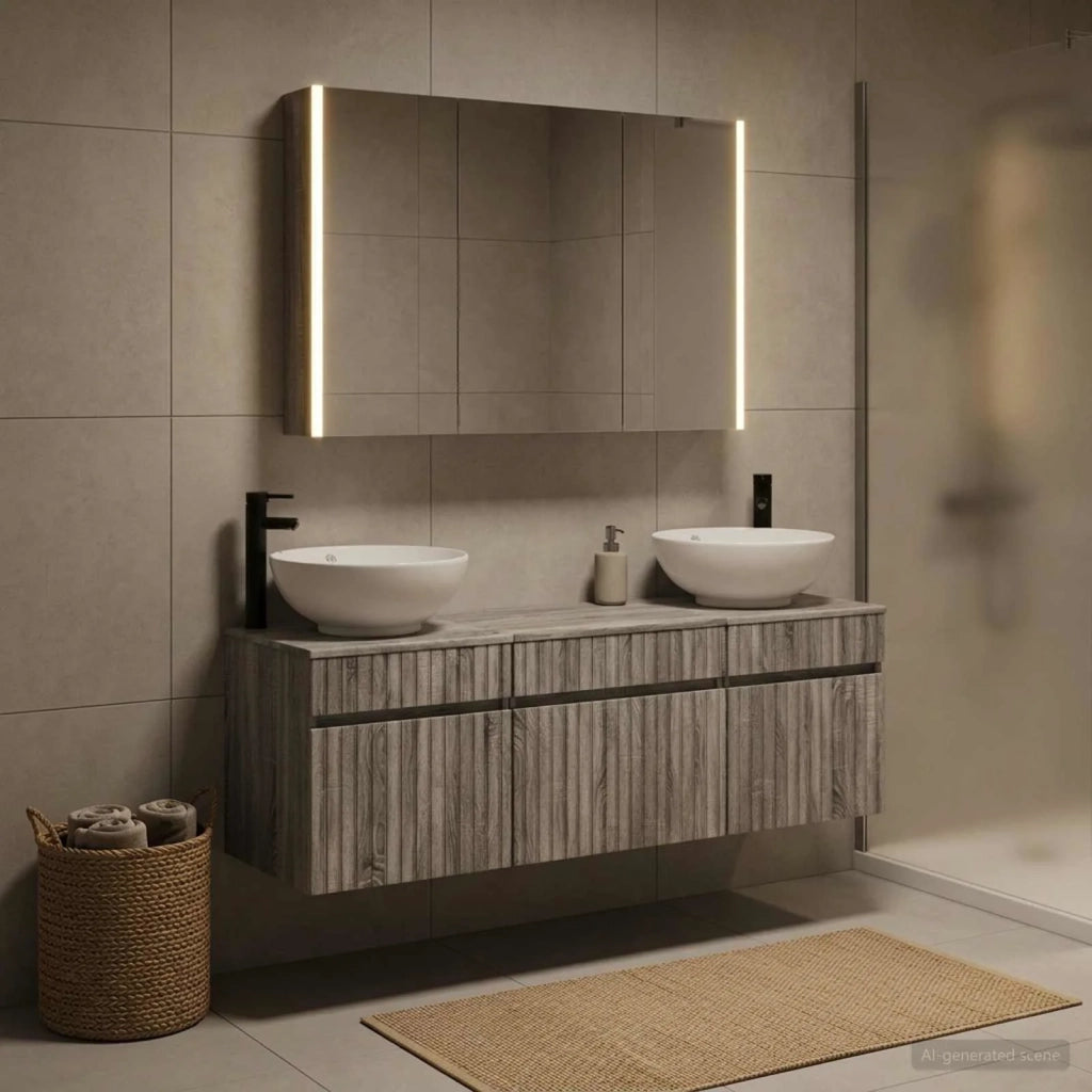 Set di Armadi da Bagno 4 pz Sonoma grigio Legno ingegnerizzato 3406628