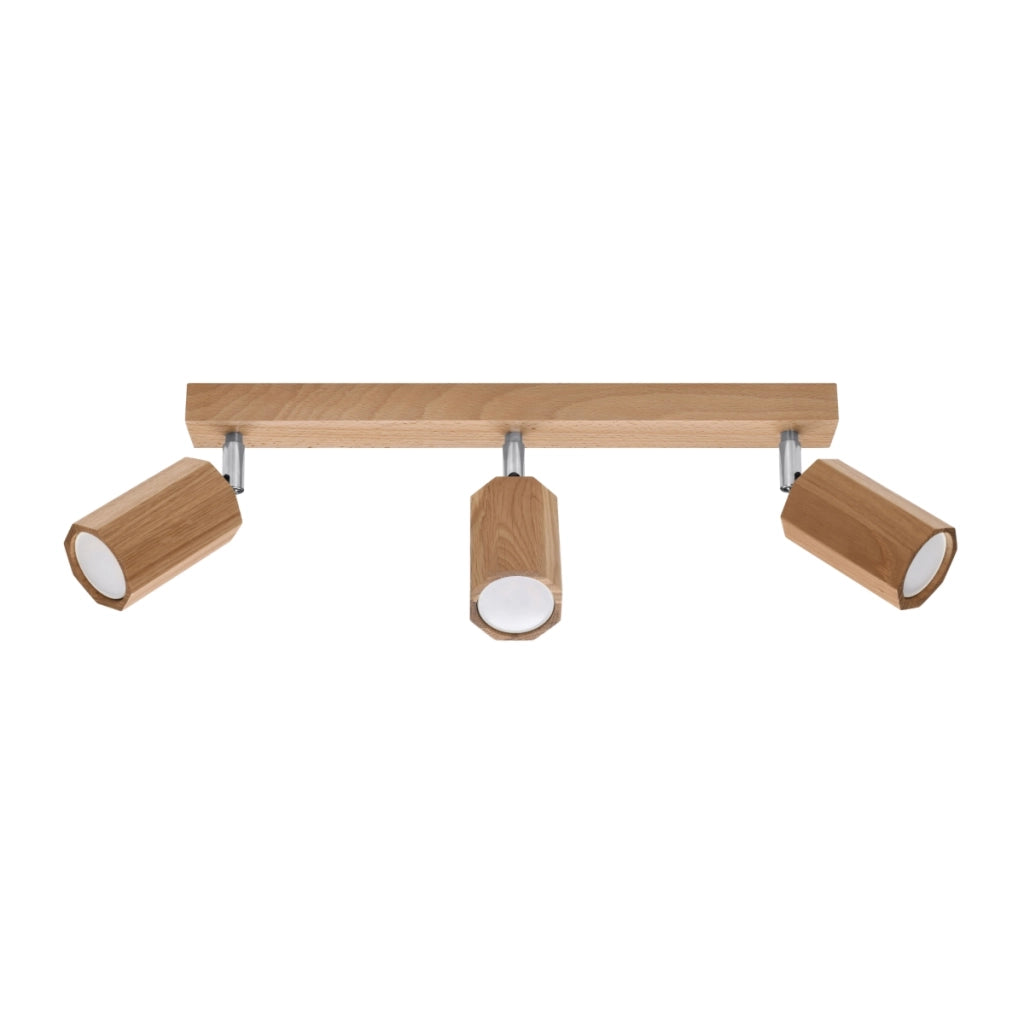 Lampada da soffitto scandinava a 3 luci in legno di quercia ZEKE GU10 LED IP20