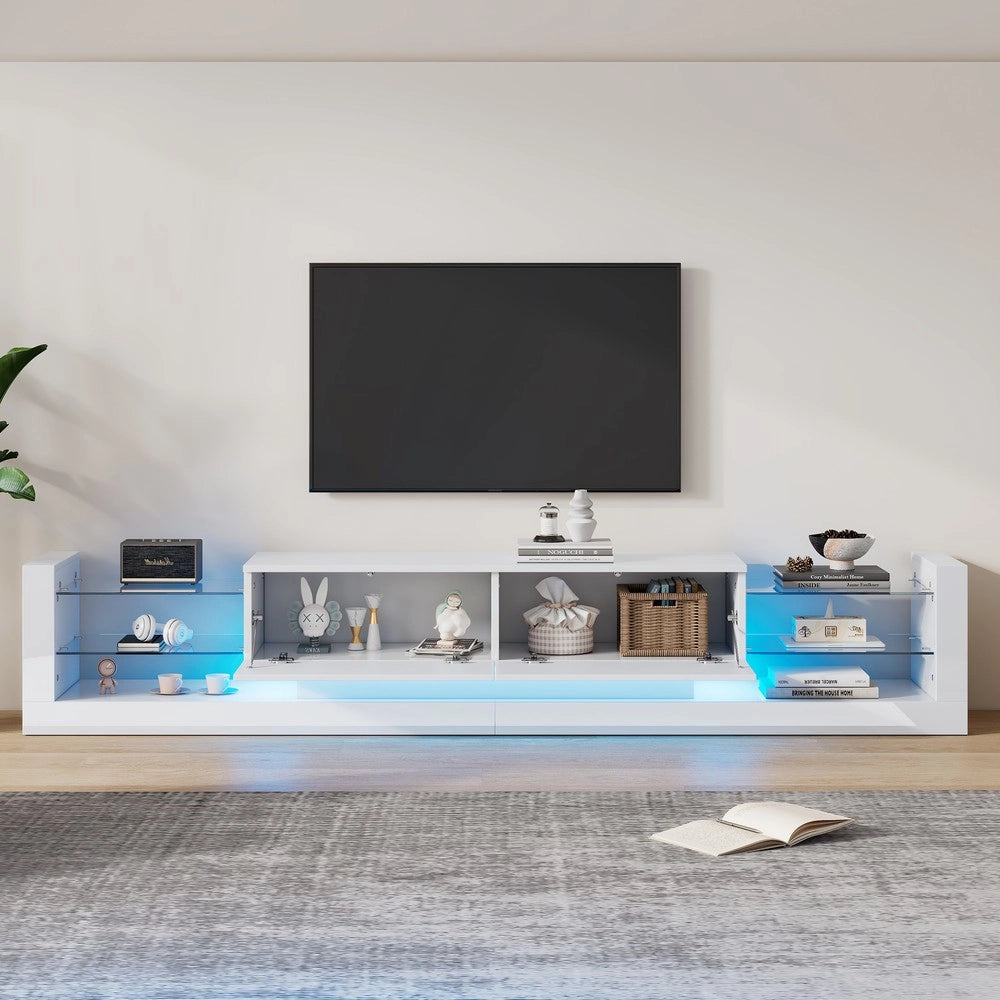 Mobile TV con LED e Vetro ¨C Xylo ¨C Nero Lucido, 181 cm, 2 Ante