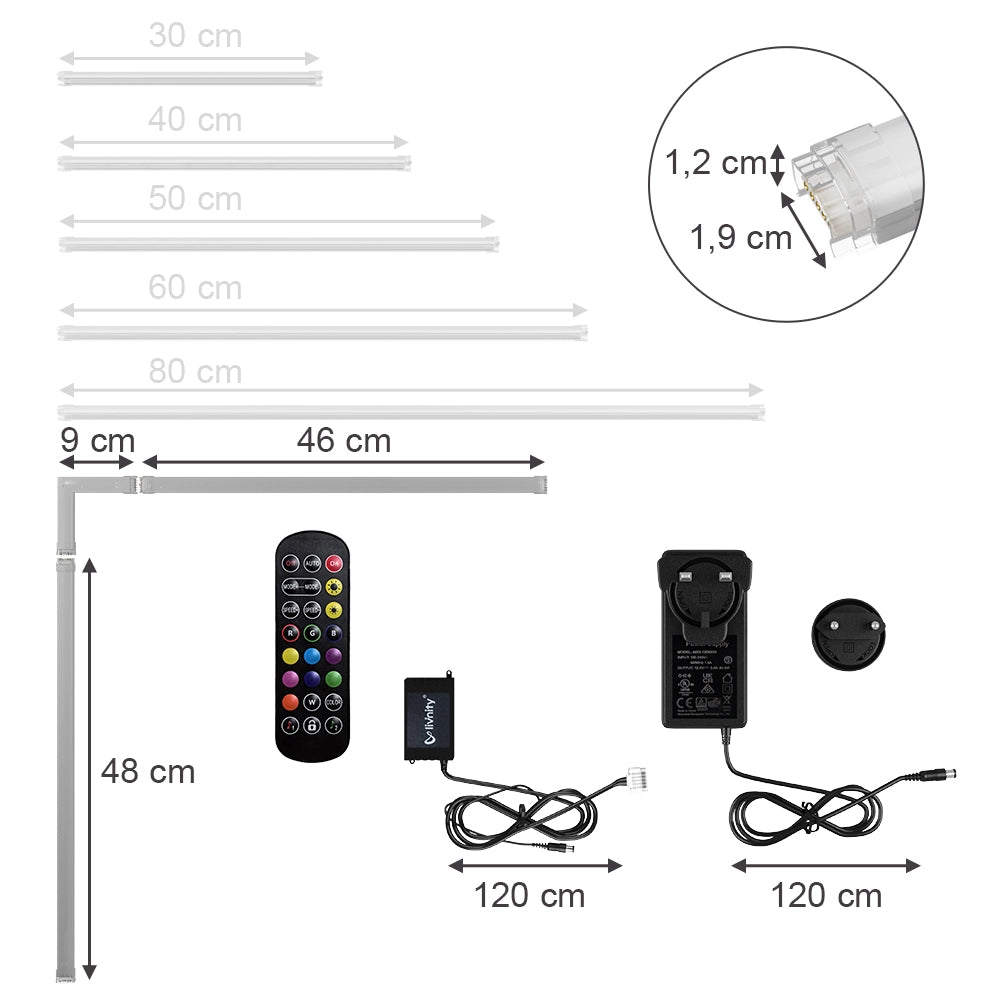 Vicco Striscia LED Bianco 55 cm Pacchetto iniziale
