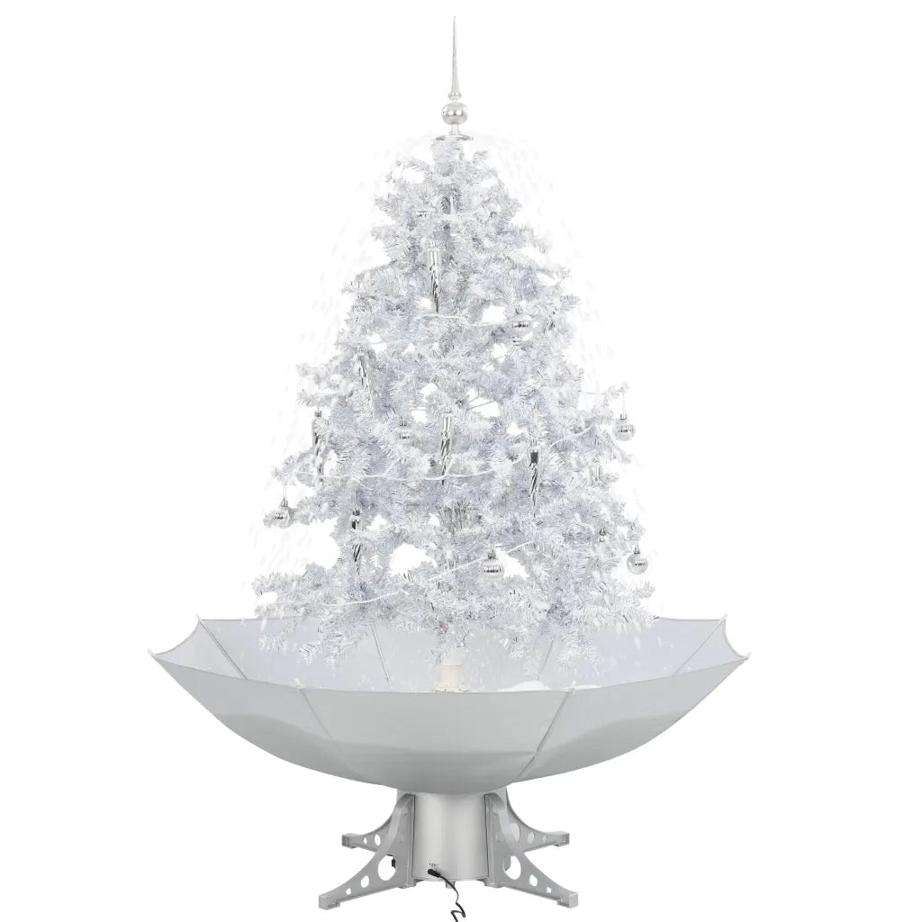 Albero di Natale | Decorazioni natalizie con Neve e Base a Ombrellone Bianco 140 cm