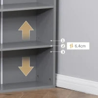 Scrivania PC Pieghevole con Libreria a 9 Ripiani in Legno e Metallo, 98x51x153 cm, Grigio