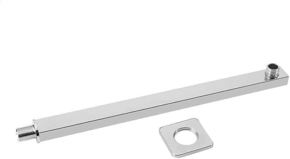Braccio per soffione doccia quadrato in ottone cromato completo di rosone - 35CM