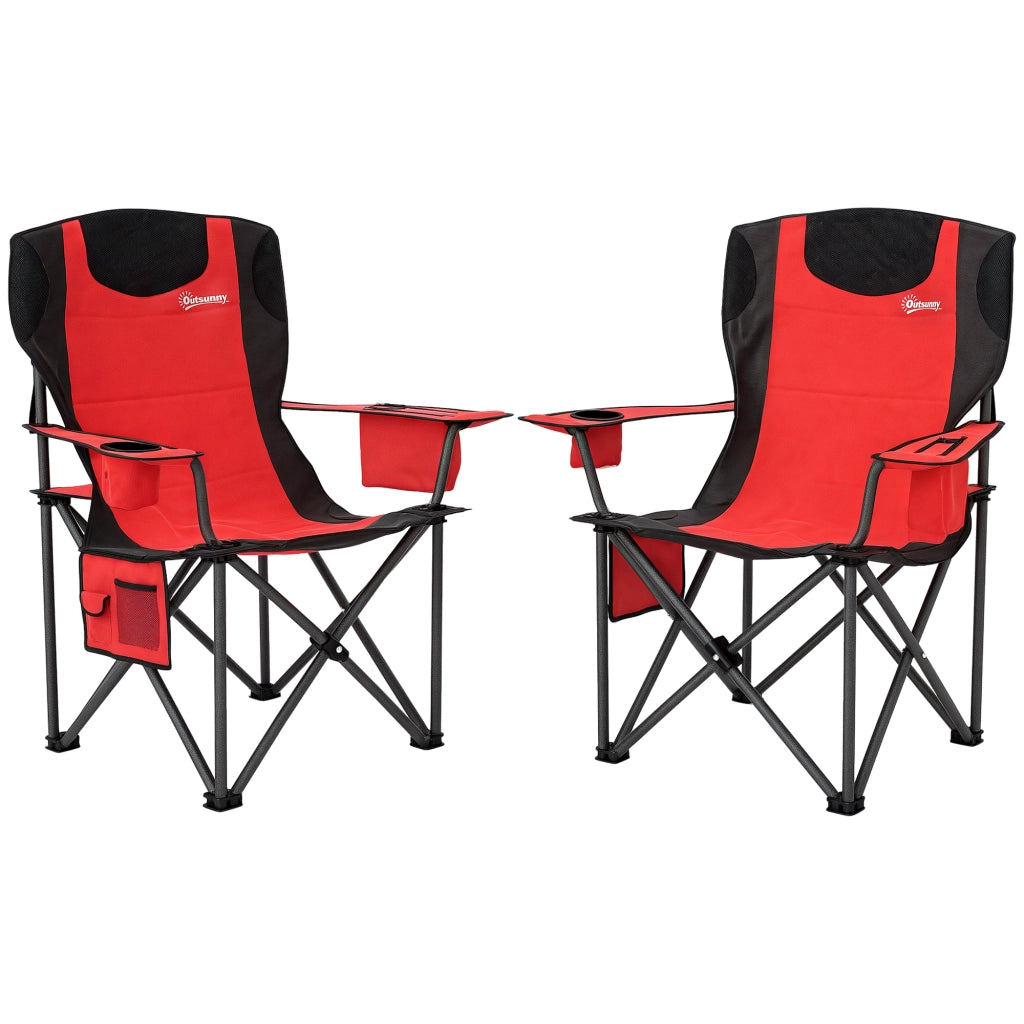 Set 2 Sedie Pieghevoli da Campeggio ¨C zephmum ¨C Rosso, 94x62x100 cm
