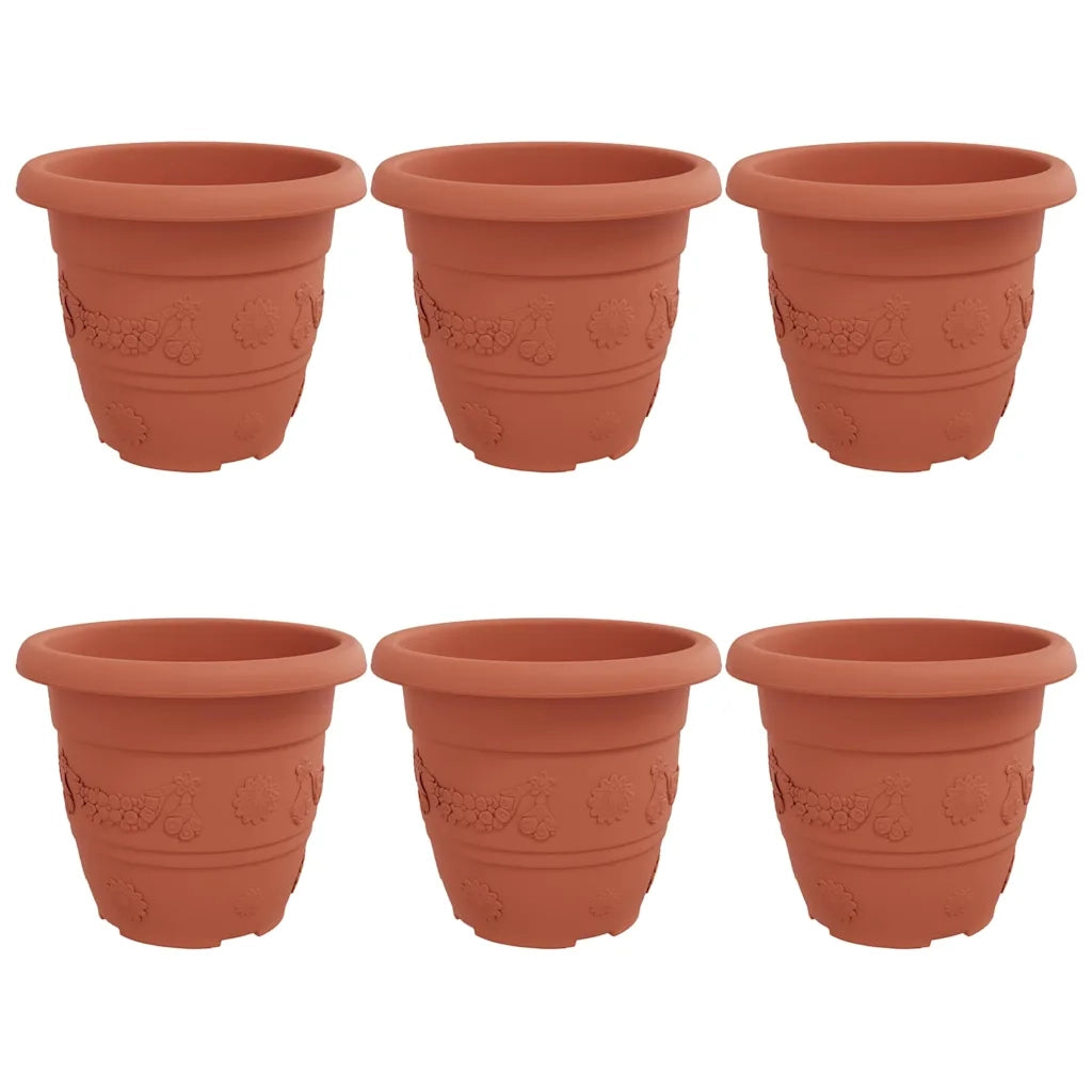 Vaso Rotondo per Fiori 6 pcs Rosso Mattone Ø 30 x 25 cm 42020281