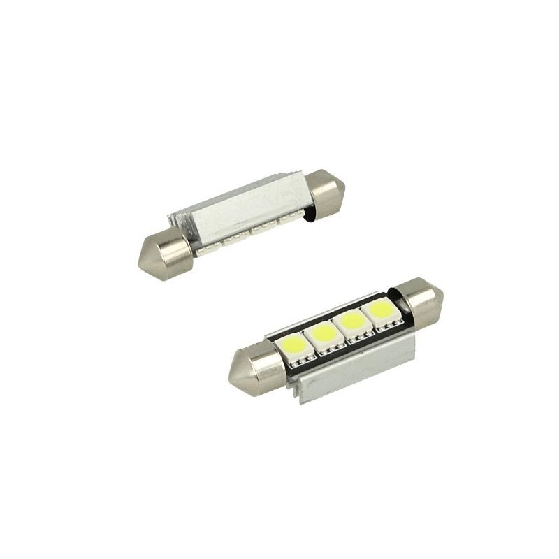 24V Lampada LED Siluro Canbus T11 C5W 42mm 4 SMD 5050 Rosso con Dissipatore Alluminio per Camion Bus Barca