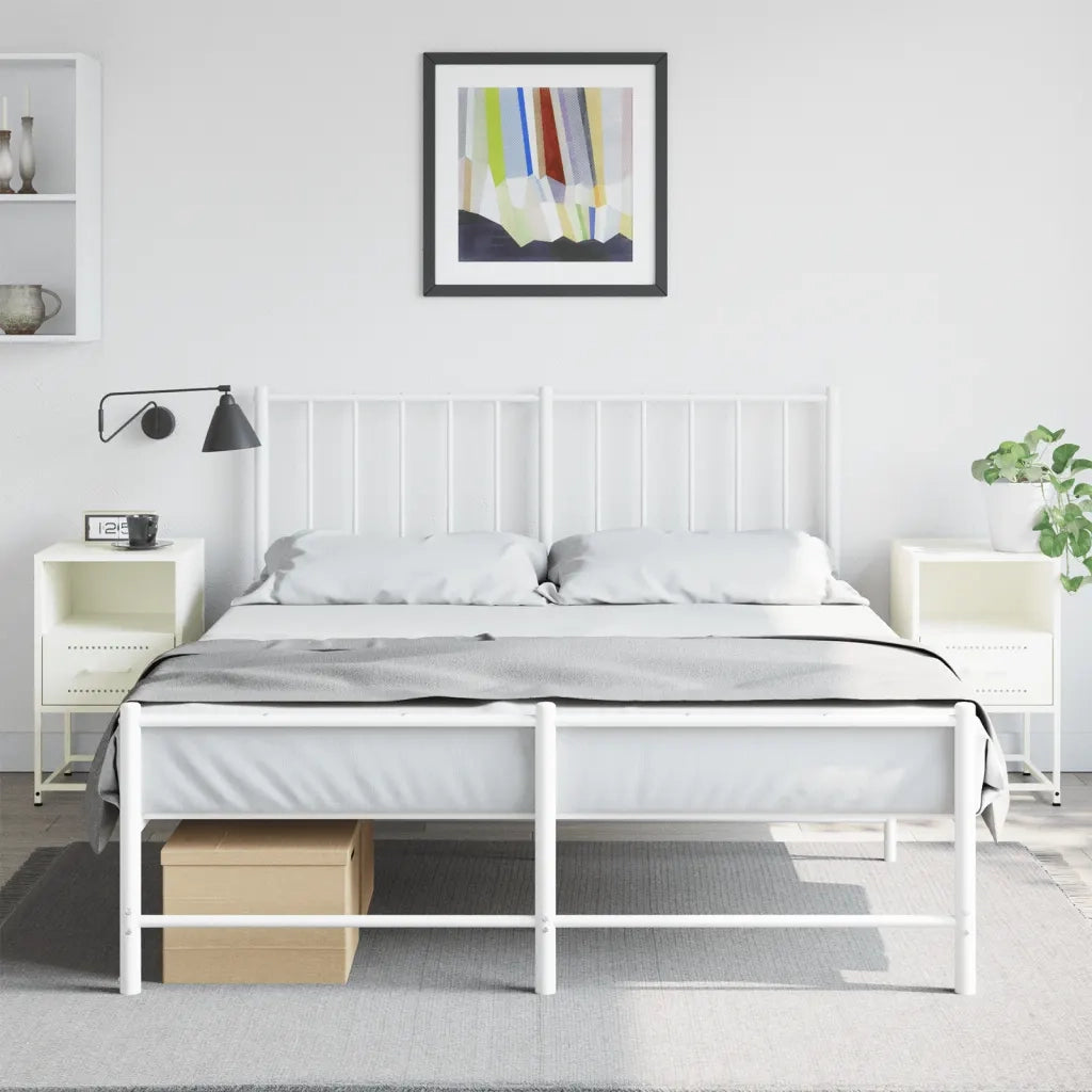 Set di 2 Comodini | Armadio da Notte | Mobiletto da notte Bianchi 36x39x60,5 cm in Acciaio
