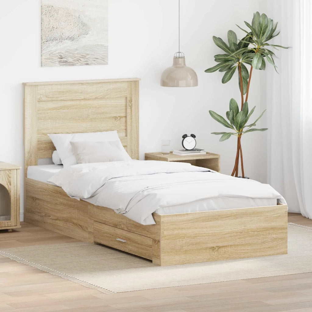 Struttura del letto con cassetto Rovere Sonoma 100 x 200 cm