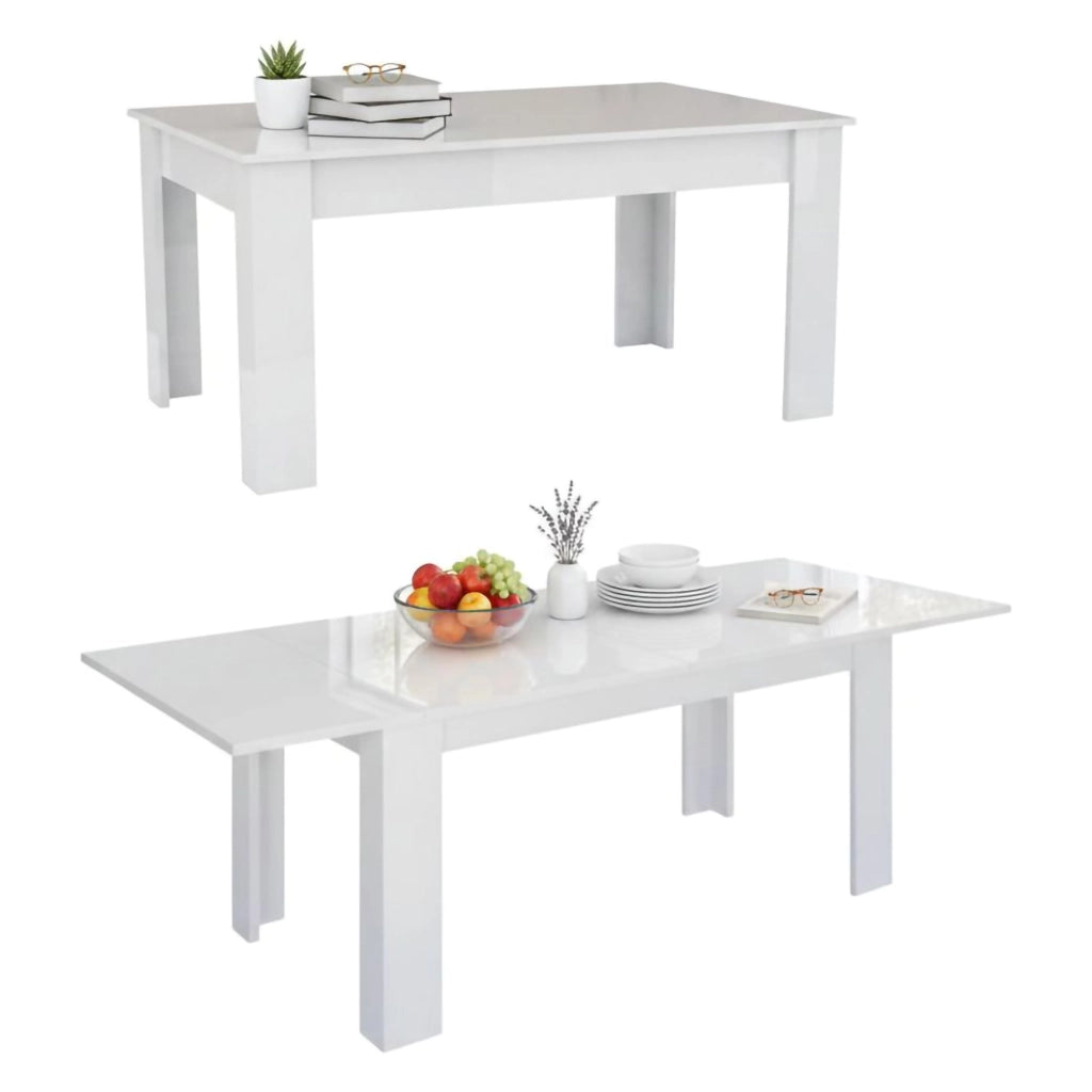 Tavolo per sala da pranzo Arizon, Made in Italy, Tavolo moderno con allunghe, Consolle allungabile, cm 140/190x90h75, Bianco lucido