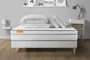 Pacchetto letto completo - Materasso 200x200cm + Box spring con doghe (kit) + 2 cuscini + Piumino - Memo Luxe