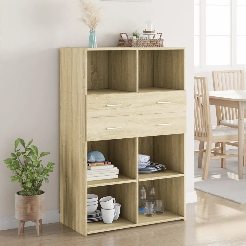 Credenza | Madia | Buffet da pranzo | Armadio da pranzo Rovere Sonoma 80x42,5x124 cm in Legno Multistrato