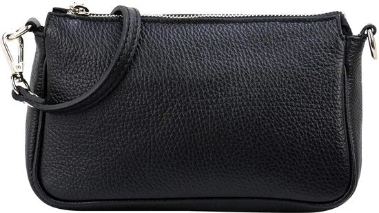 Borsa a tracolla in pelle reale Crossbody tas Porta oggetti Clutch Borsa piccola Tas da sera 23x13cm G323 (nero)