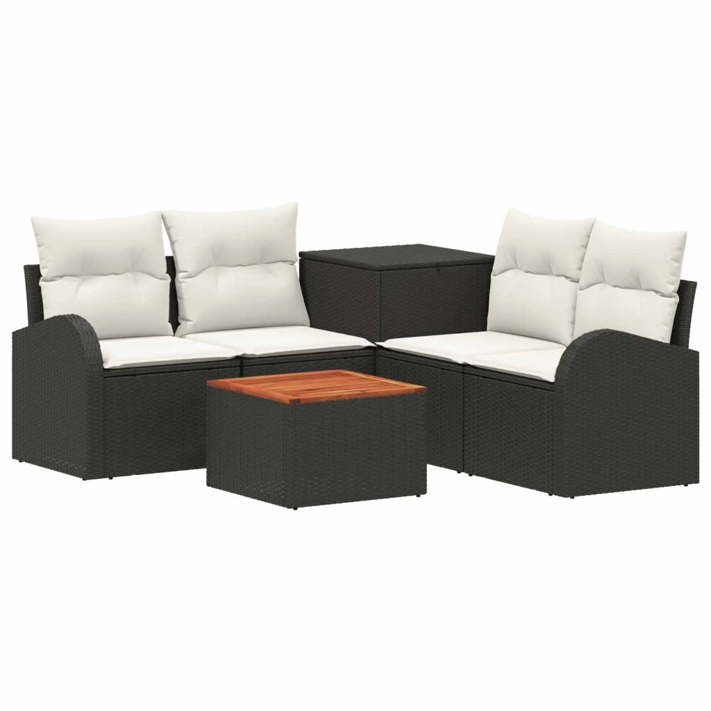 Set di divani 6 pz Nero e Bianco Crema 3447179