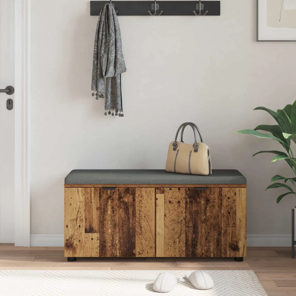 Panca per ingresso con cuscino Legno vecchio 100 x 38 x 46 cm
