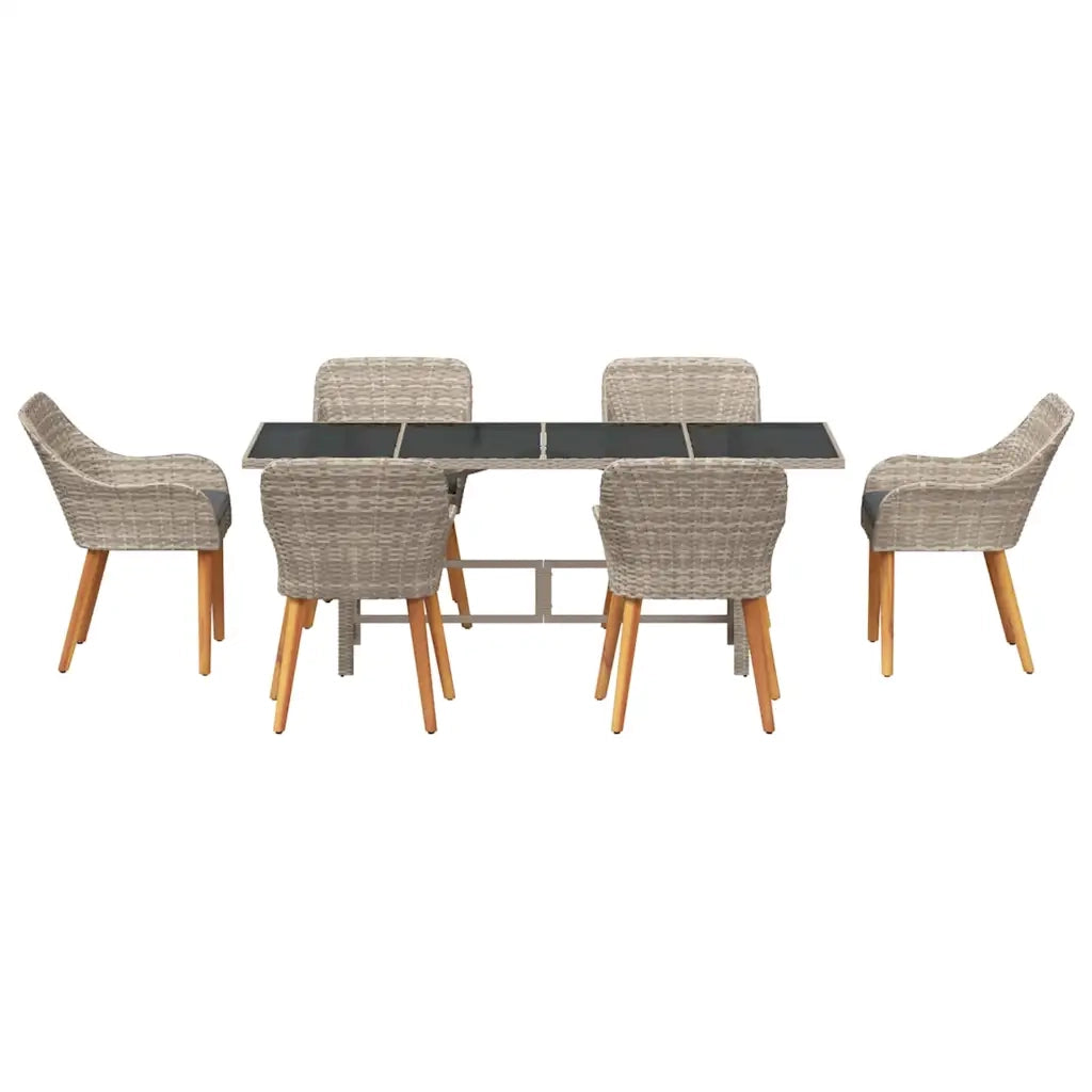 Set da Pranzo per Giardino 7 pcs Grigio chiaro polyrattan 3261633