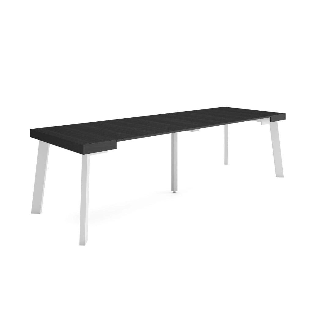 Consolle allungabile, 262x90x73cm, Per 12 persone, Gambe in legno, Nero RF3111