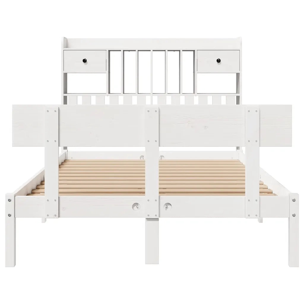 Letto Libreria senza Materasso Bianco 135x190 cm Legno di Pino 3321825