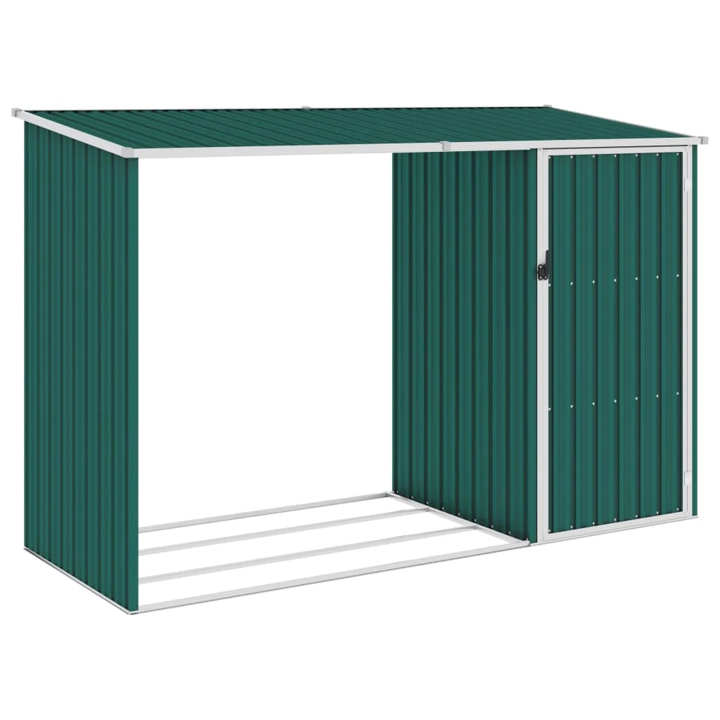 Legnaia da giardino 245 x 98 x 159 cm in acciaio zincato verde 02_0022399