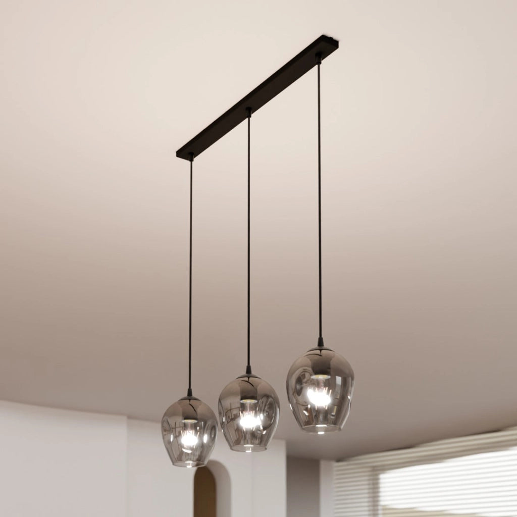 Lampada a sospensione Emibig Istar 3 3xE27 nera vetro