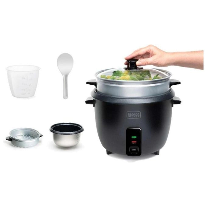 Black and Decker BXRC1800E Cuoci riso 1.8 L 700 W con Funzione Mantieni Caldo e Cottura a Vapore colore Nero