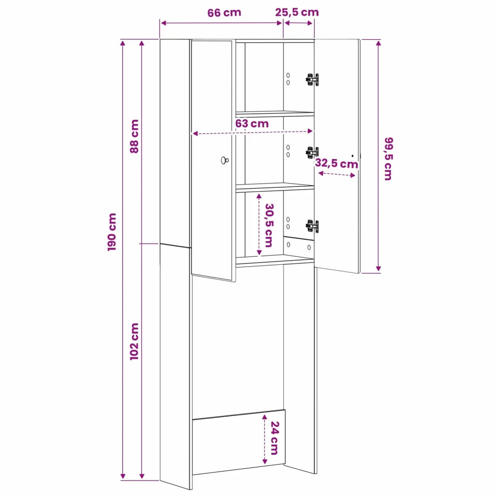 Mobile Bagno BREDA Bianco Lucido 66 x 25,5 x 190 cm 897579