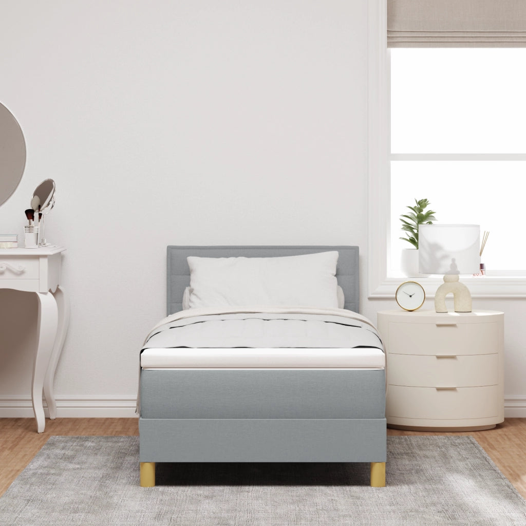 Letto con Box Spring con materasso Grigio chiaro 80x200 cm Tessuto