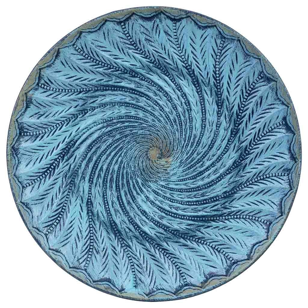 Vassoio decorativo in legno blu, 40x40x4h cm