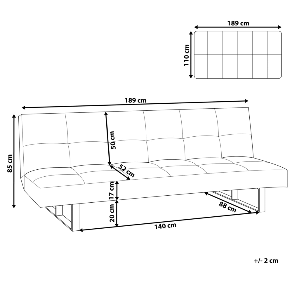 Divano letto in ecopelle nera moderno soggiorno trasformabile a 3 posti senza braccioli design minimalista