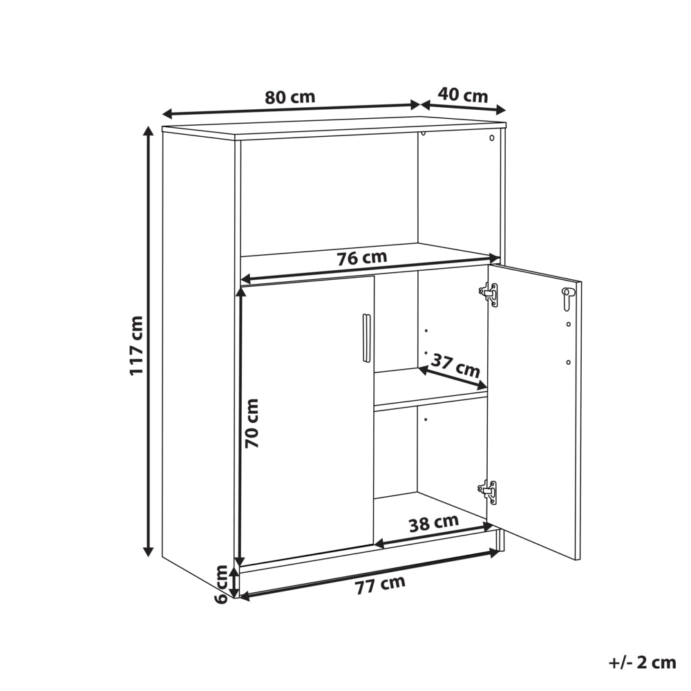 Armadietto moderno con 2 ante e scaffale aperto con chiusura a chiave legno chiaro e nero ufficio di casa stile moderno