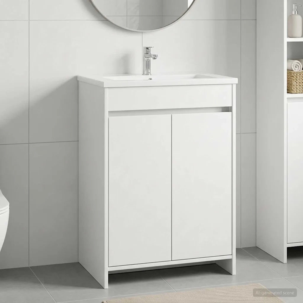 Mobiletto da Bagno Sotto Lavabo Bianco 56 x 37,5 x 81 cm 890776
