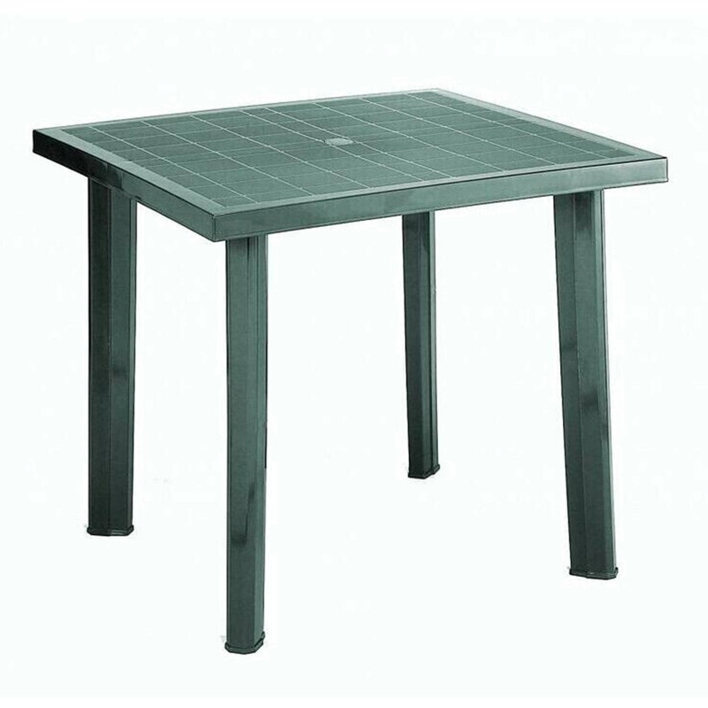Trade Shop - Tavolo In Plastica Da Giardino Tavola Quadrata Verde 80x75xh72cm Resistente 020353 -
