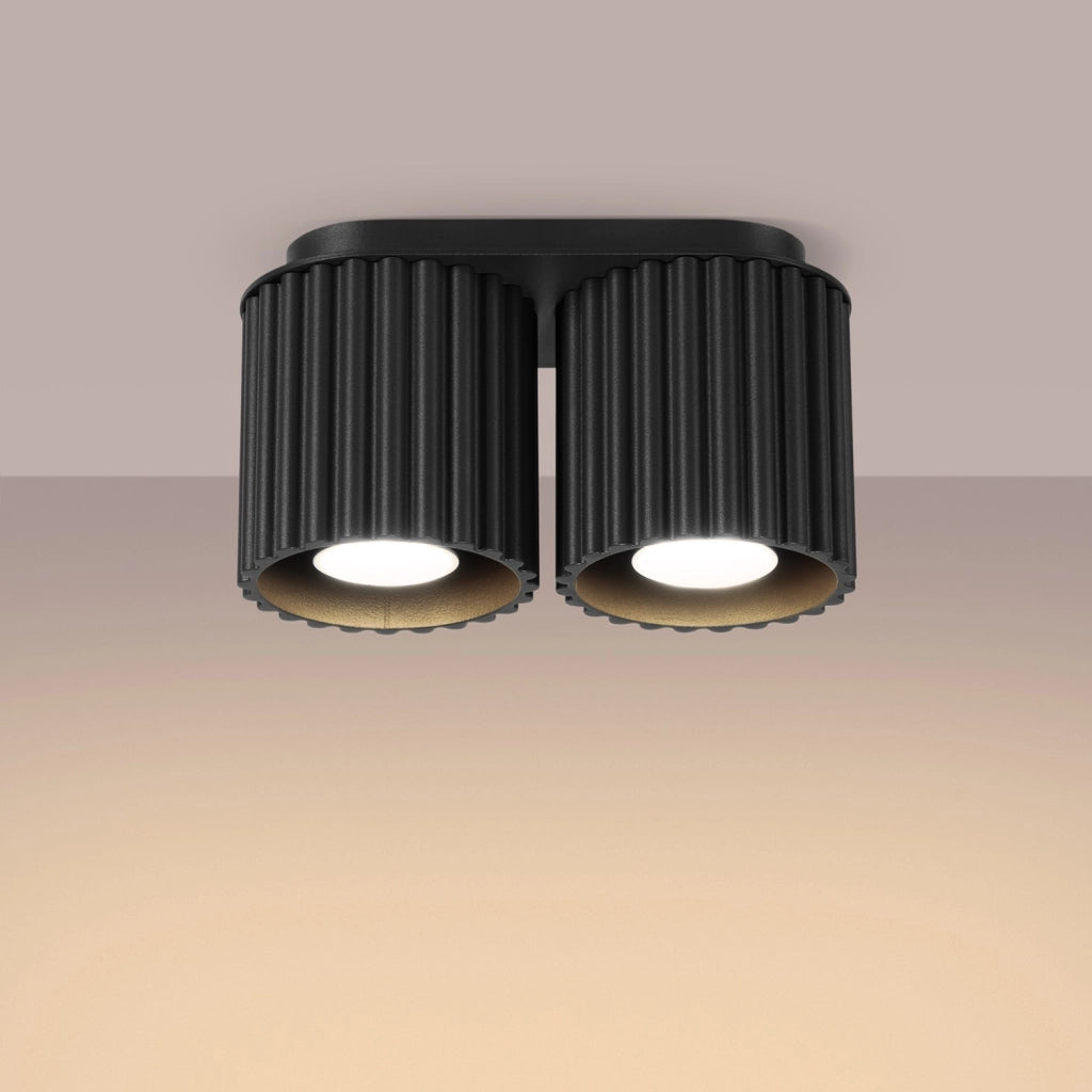 Plafoniera moderna nera ovale 21cm 2xGU10 10W VISTAO