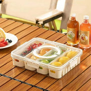 Scatola Divisoria per Snack 12,2" x 9,4" x 2,7" con Coperchio - Stacking - per Frutta - Verdure - Dolci - Noci - Bianco