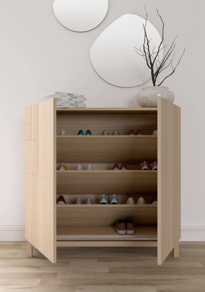 Scarpiera Herdasa effetto noce chiaro gambe noce chiaro 90x90x27