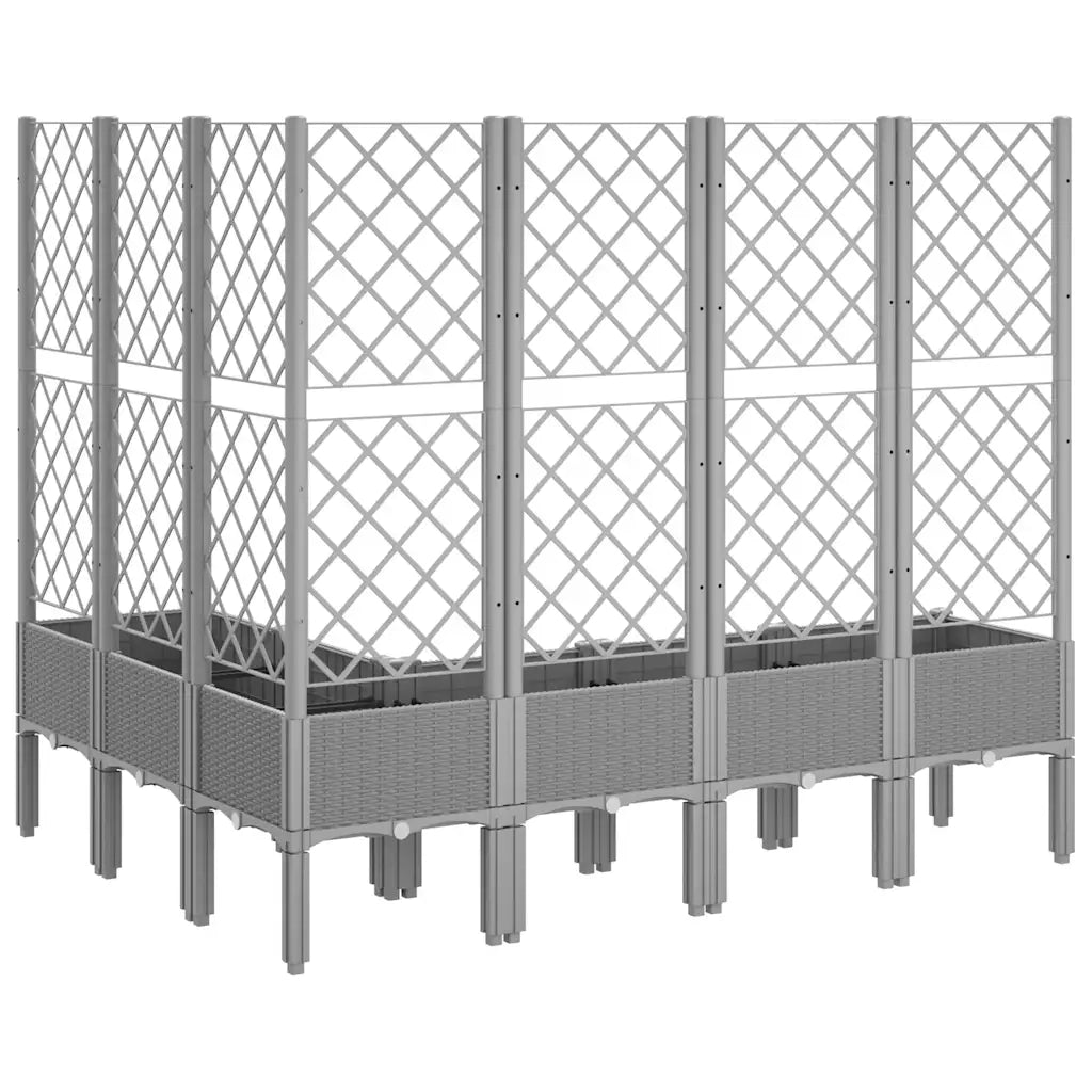 Fioriera | Cassetta per fiori | Vaso Giardino con Graticcio Grigio Chiaro 160x120x142 cm PP