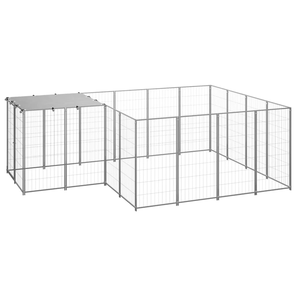Gabbia per cani da esterno recinto per animali colore argento 6,05 m² in acciaio codice 02_0000292