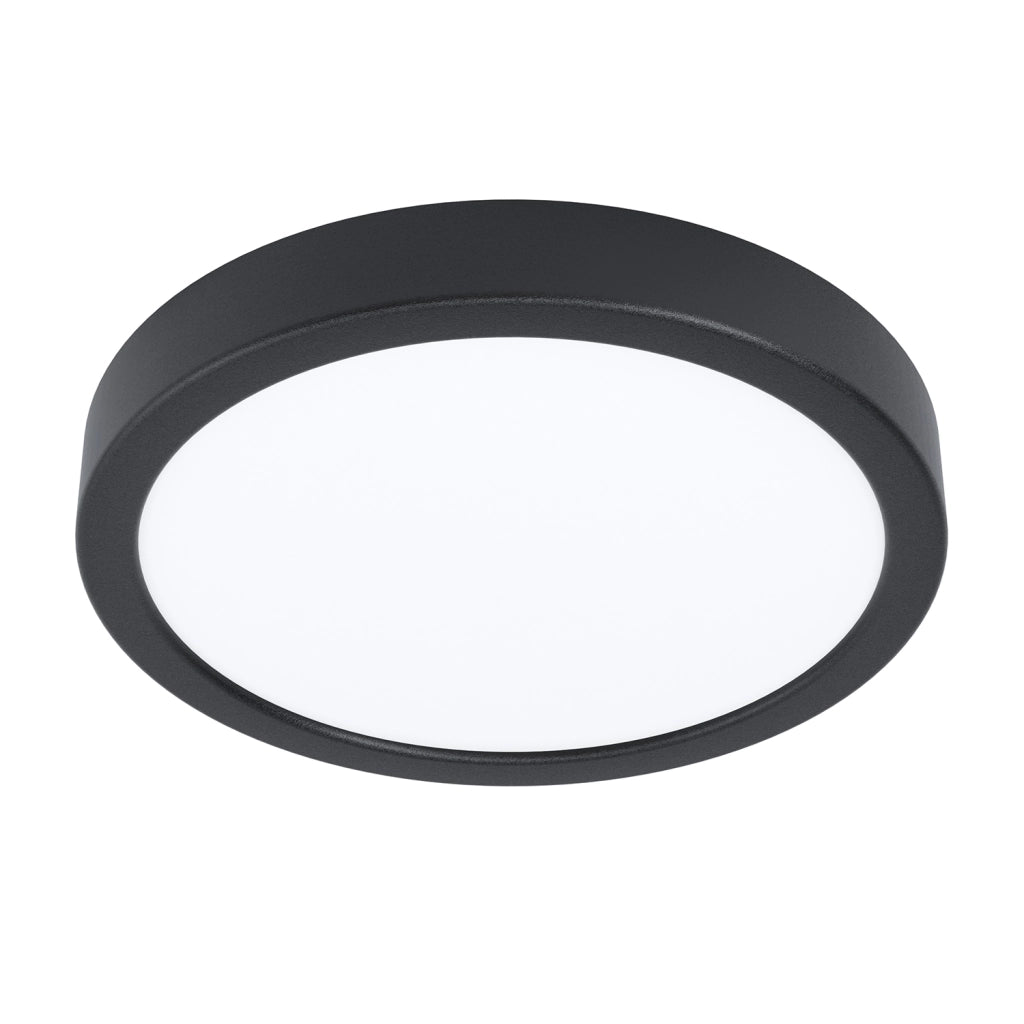 Plafoniera Tonda Esterno Argolis 2 Acciaio Nero Policarbonato Bianco Led