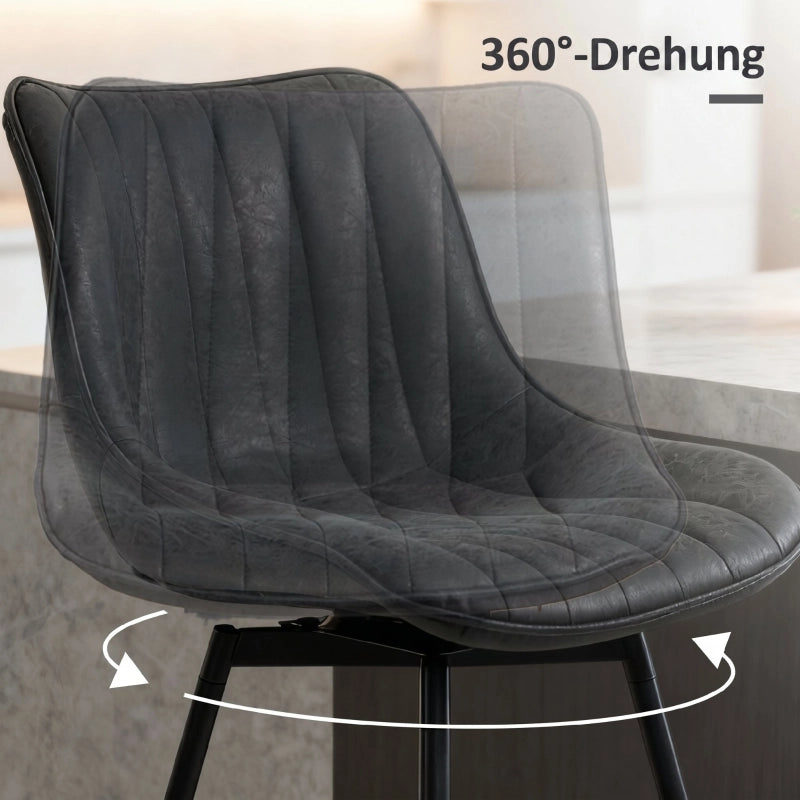 SGABELLO Set da 2 pezzi girevole Nero con schienale