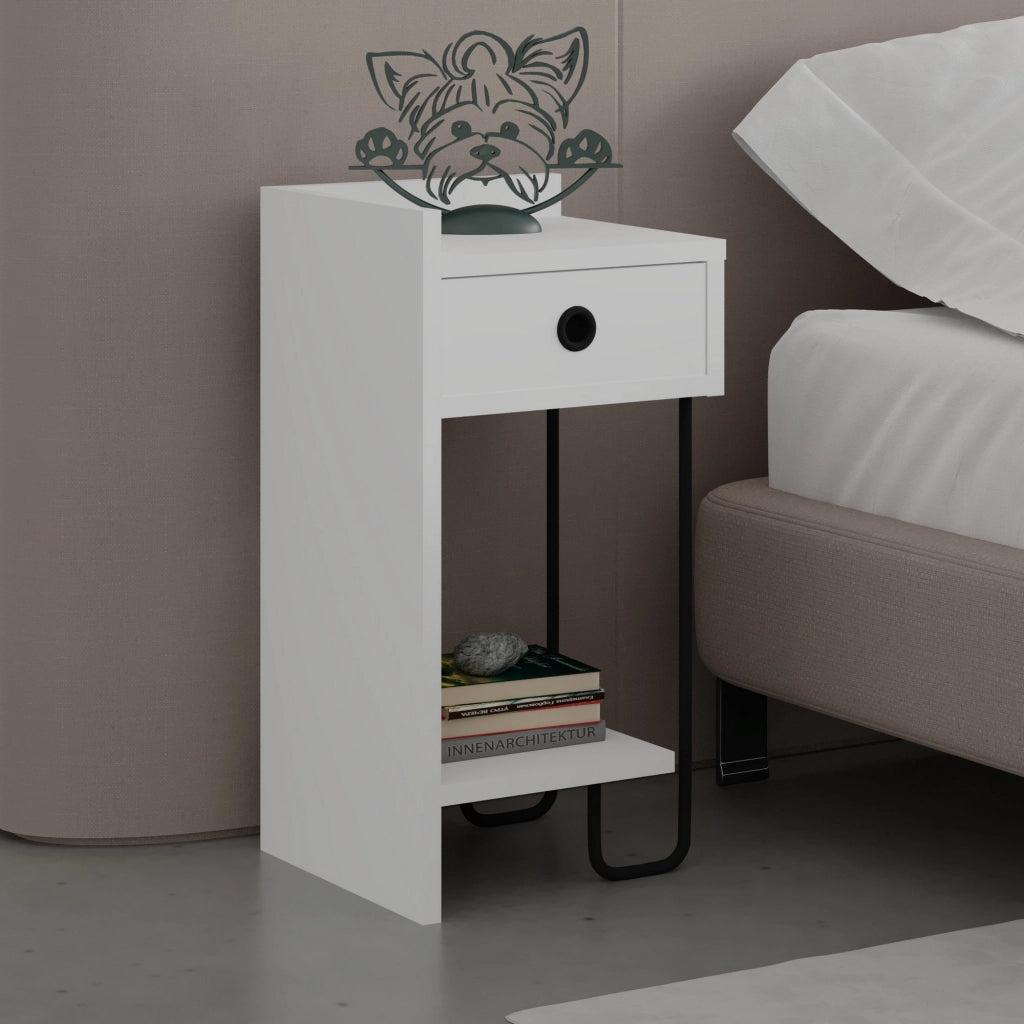 Comodino in legno "Sirius" - 32 x 30 x 61 cm - Bianco