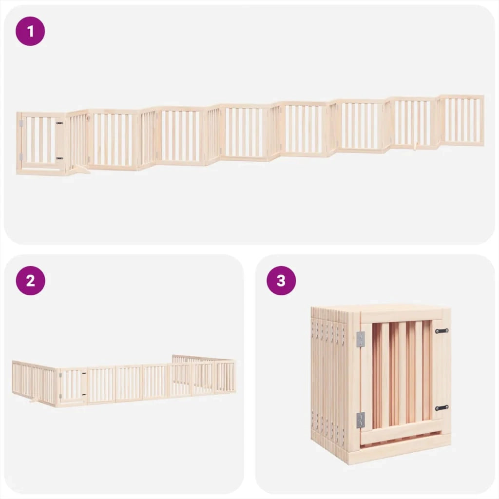 Cancelletto di sicurezza per animali domestici porta pieghevole 15 pannelli legno di pioppo marrone 02_0023196