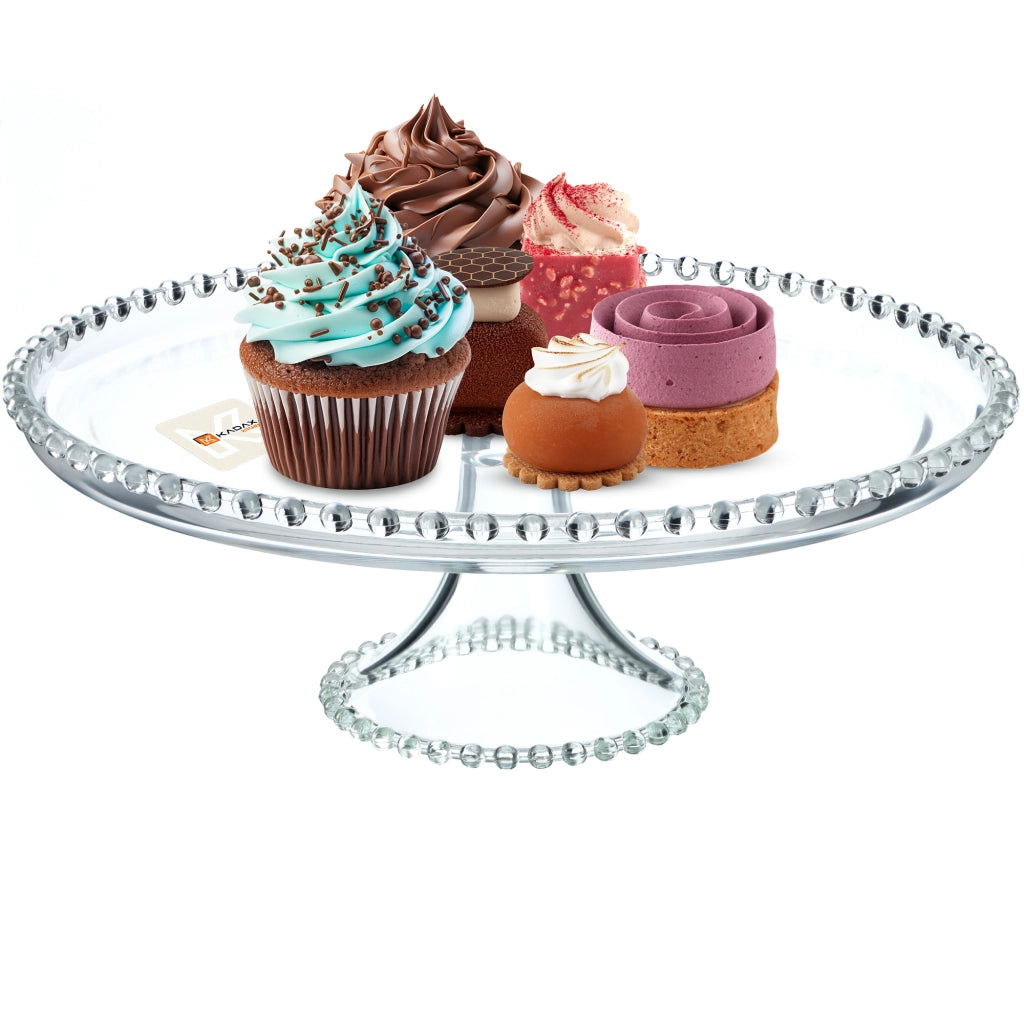 Alzata per torte KADAX, piatto da frutta in vetro con supporto, 32 cm